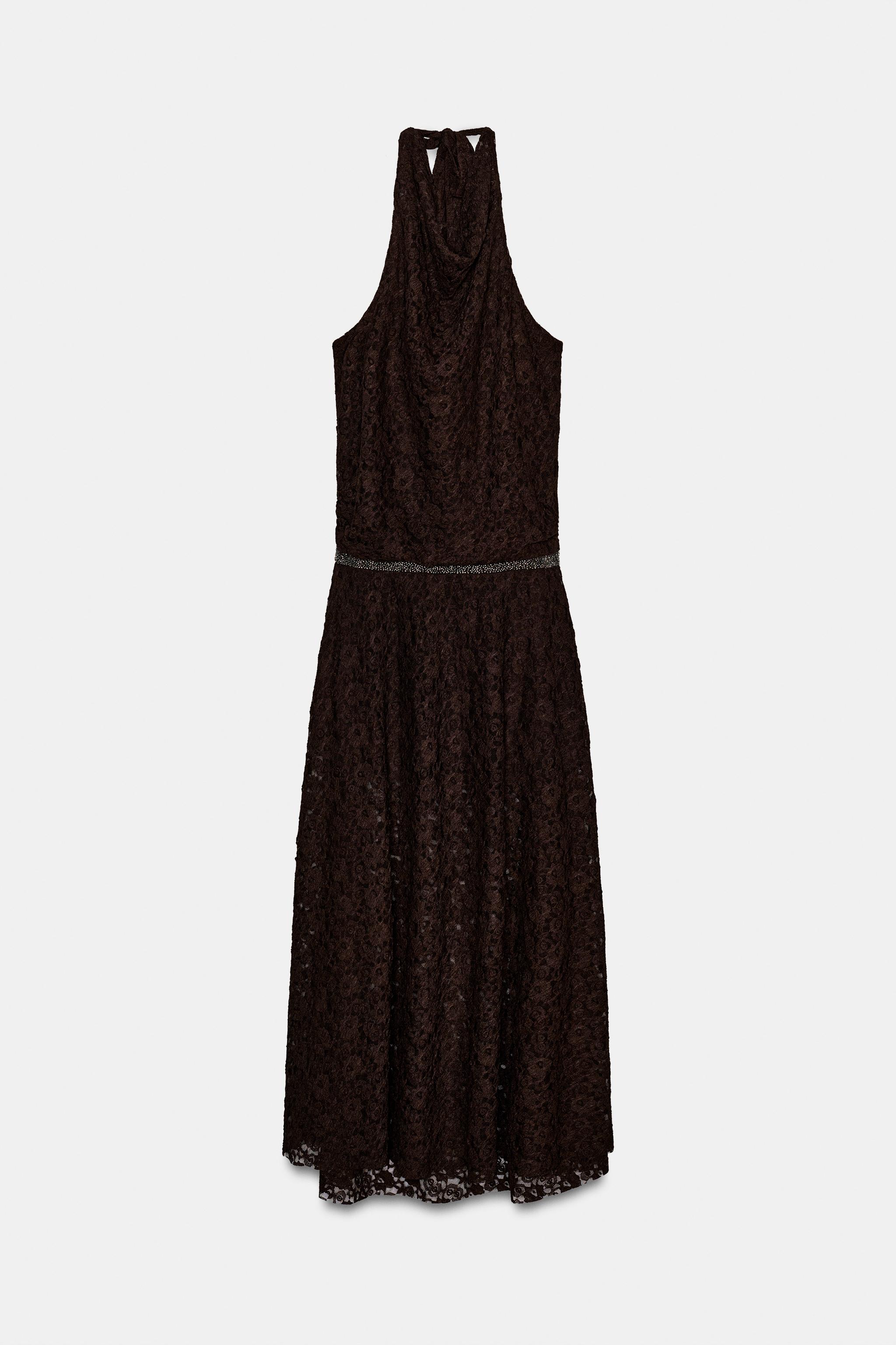 ROBE HALTEUR DENTELLE BRILLANTS